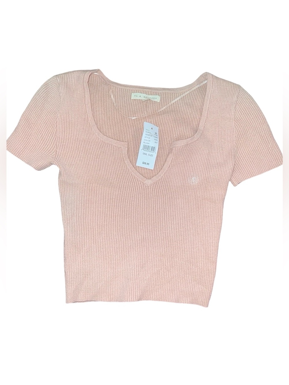 LA Hearts Pink Fitted Crop Shirt Baby Tee Y2K Cute Going Out